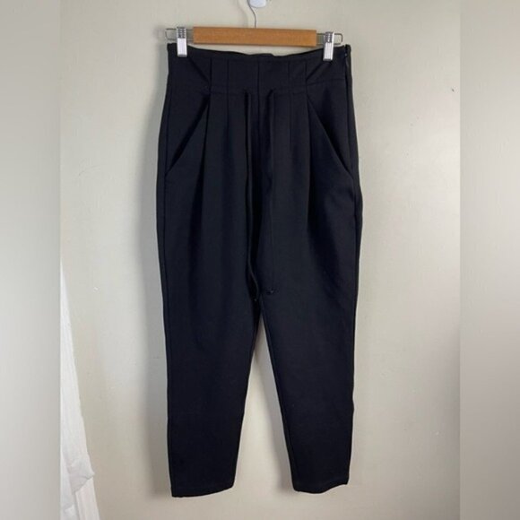 Paige denim black high rise pleated ponte knit tapered pants size 27 - Picture 1 of 11